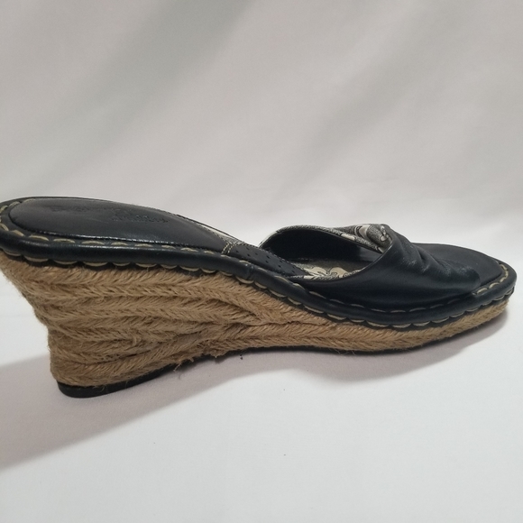 ✨ Born Leather / Floral Wedge Espadrilles Sa… - Picture 5 of 12
